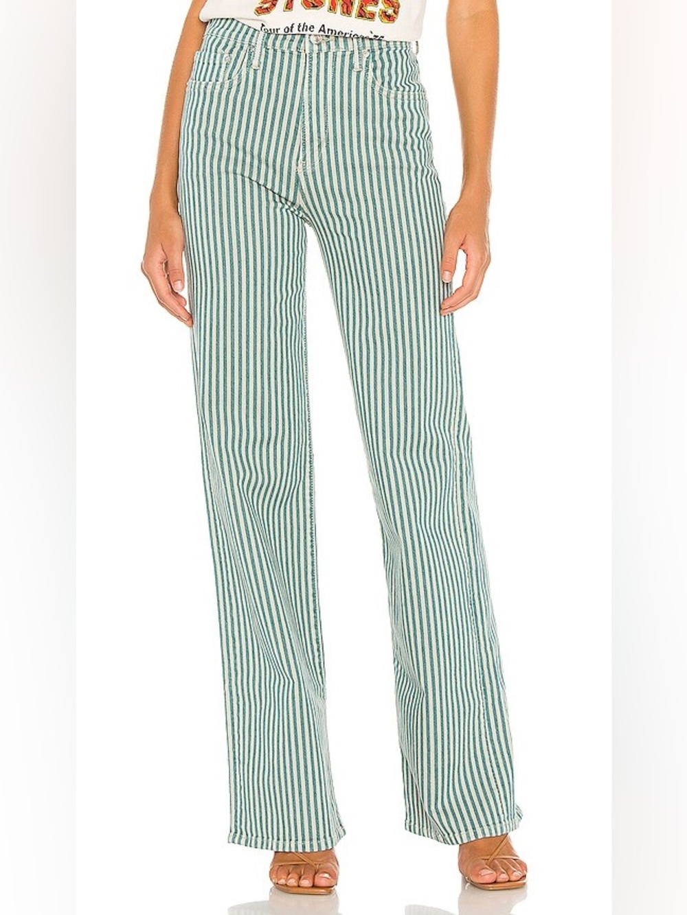 Free People Astoria Wide Leg Jeans in Peppermint Stripe